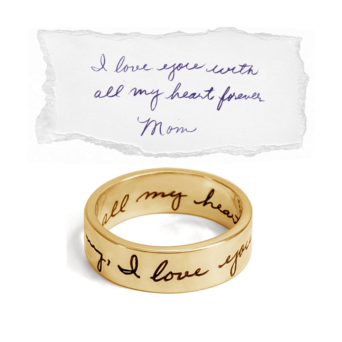 Personalized Handwriting Engraved Ring - Pandora Jewels