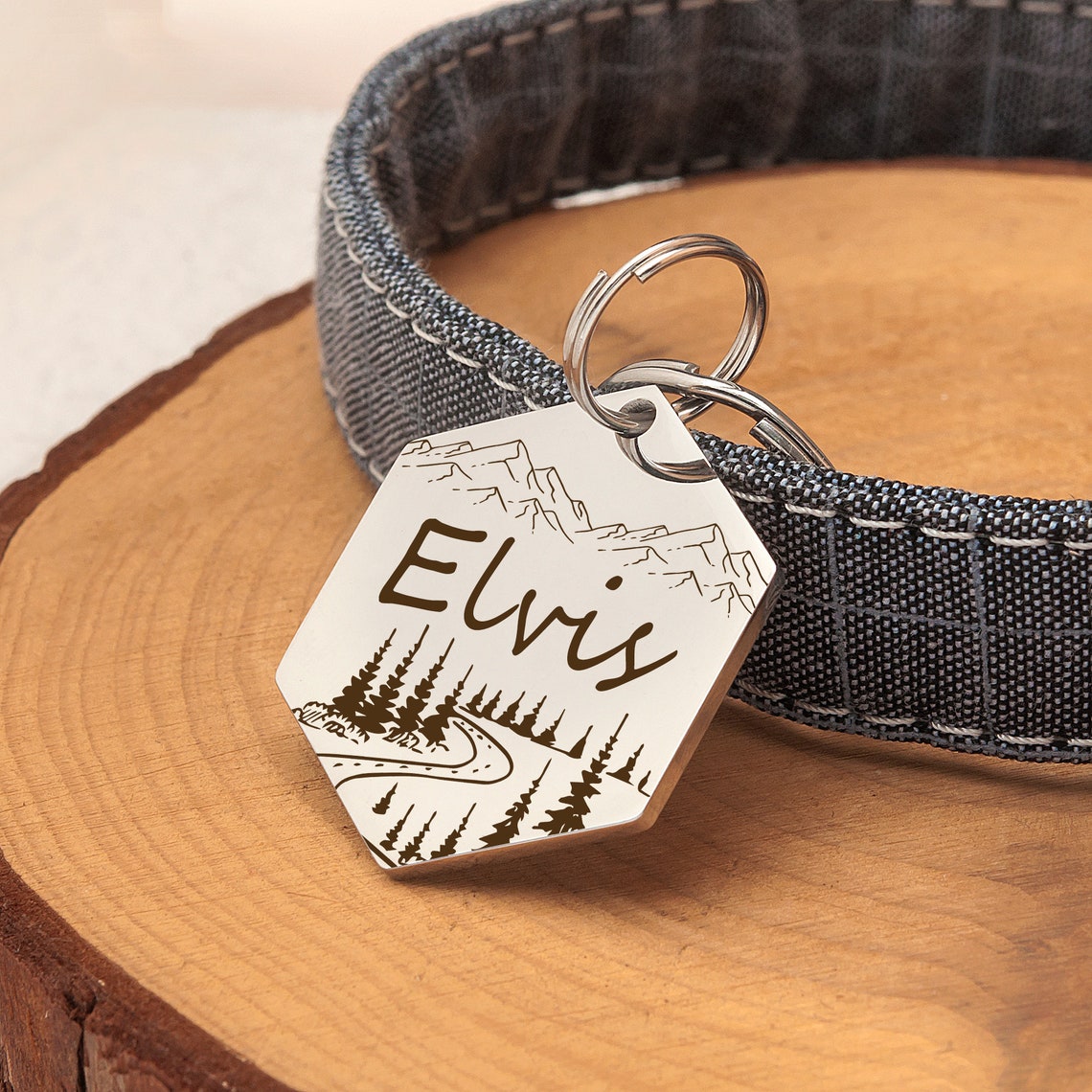 Personalized Mountain Forest Scene Dog-Pet Id Tags - Pandora Jewels