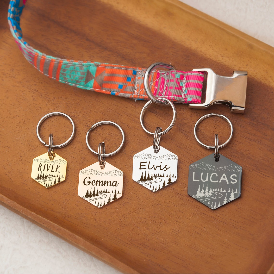 Personalized Mountain Forest Scene Dog-Pet Id Tags - Pandora Jewels