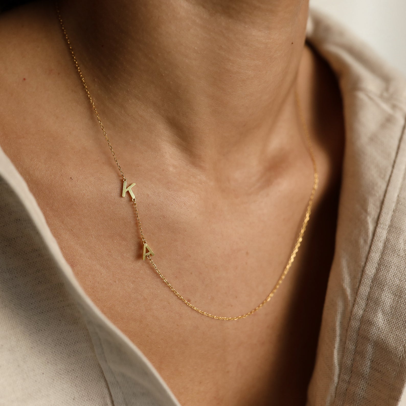 Sideways Initial letter name Necklace - Pandora Jewels
