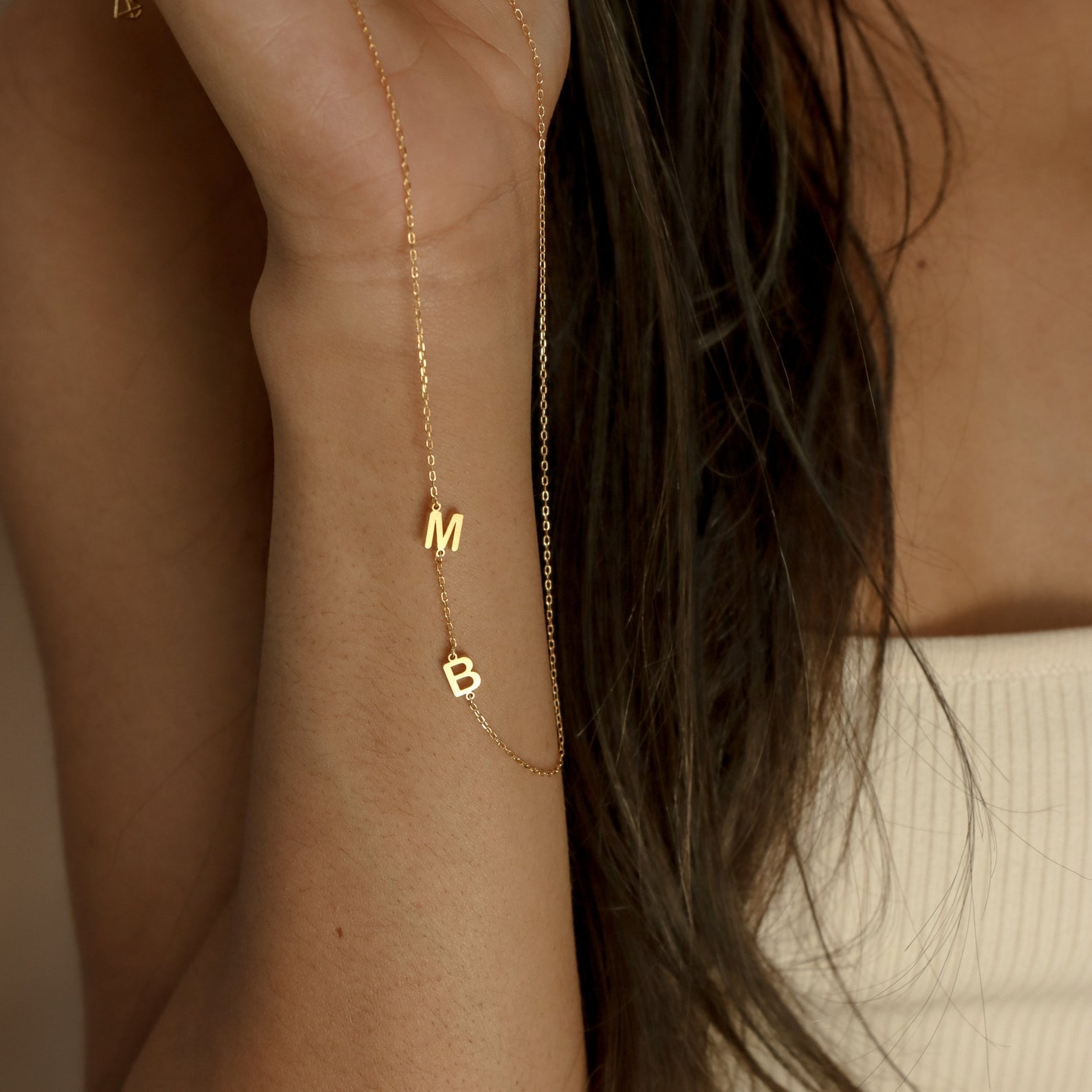 Sideways Initial letter name Necklace - Pandora Jewels