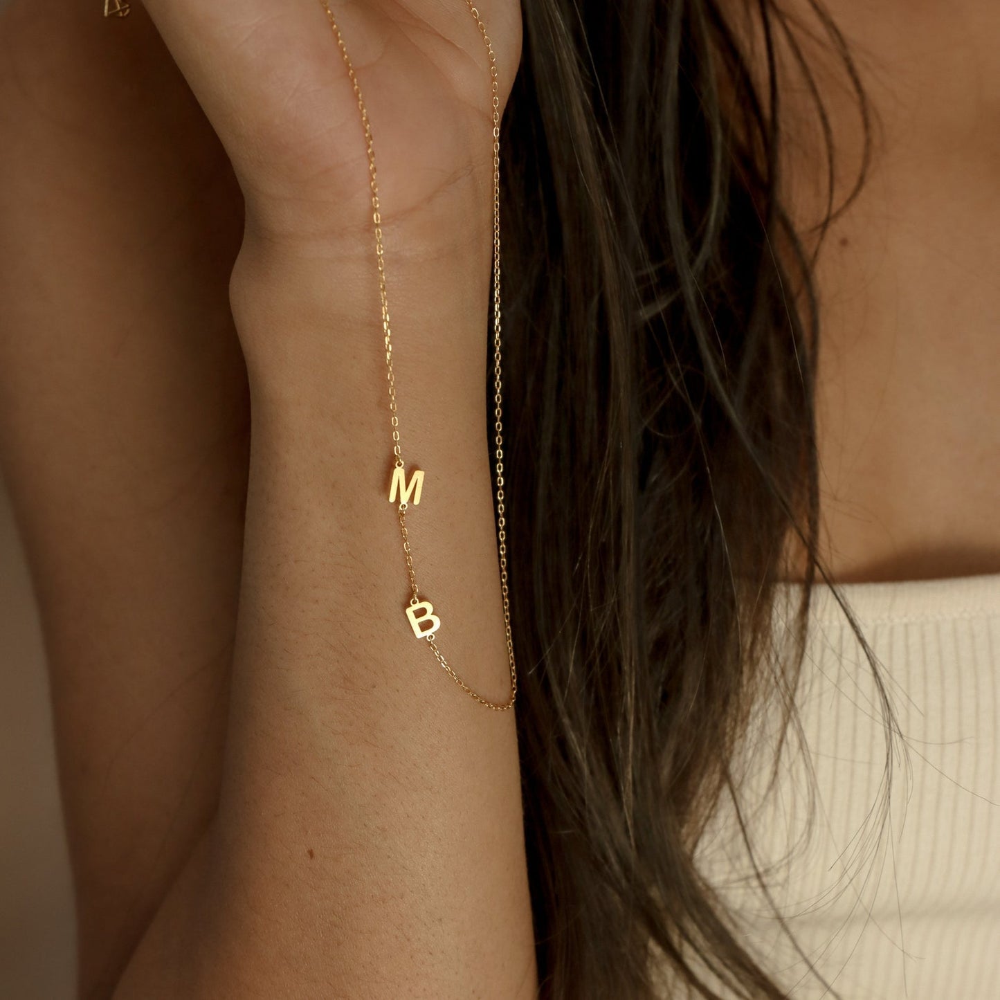 Sideways Initial letter name Necklace - Pandora Jewels