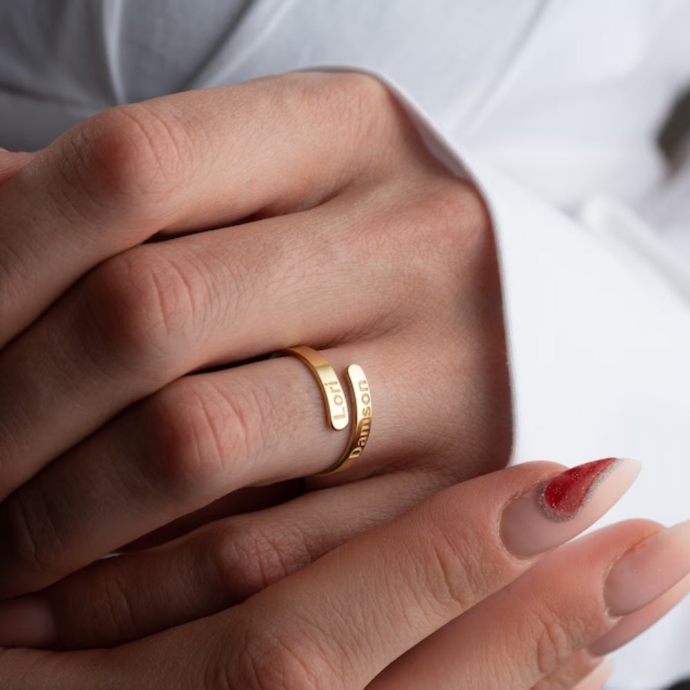 Personalised Double Bar Name Ring - Pandora Jewels