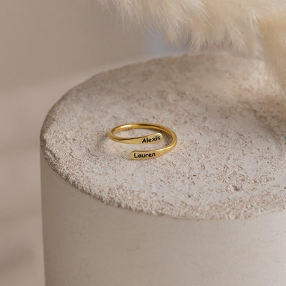 Personalized Rounded Edge Wrap Name Ring - Pandora Jewels