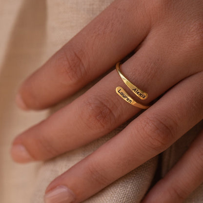 Personalized Rounded Edge Wrap Name Ring - Pandora Jewels
