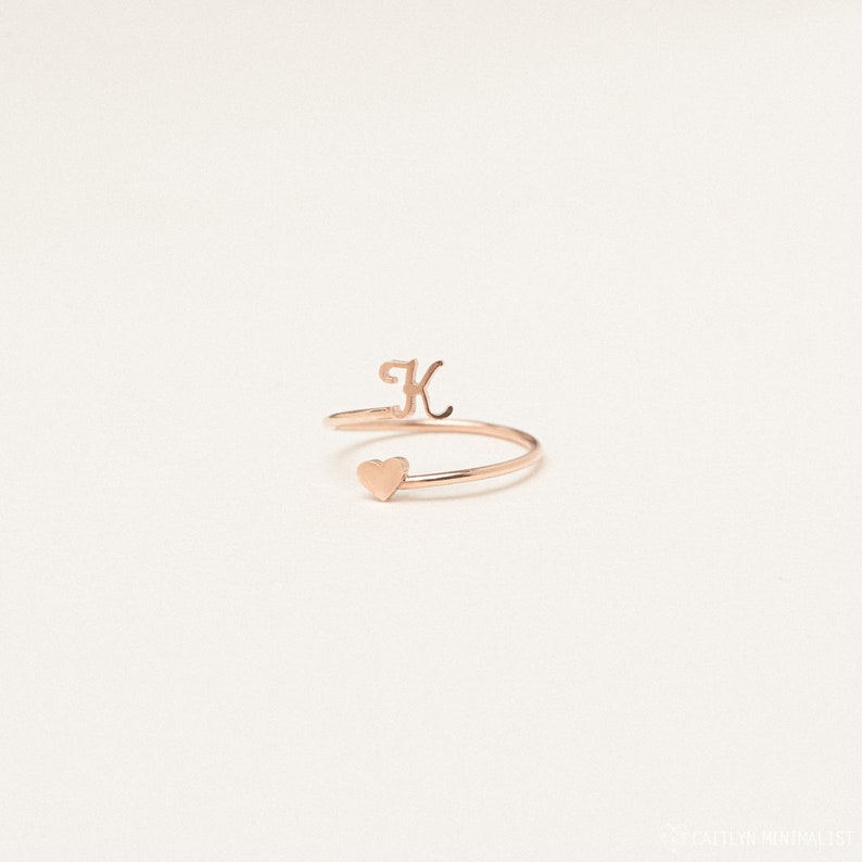 Personalized Dainty Initial Heart Ring - Pandora Jewels