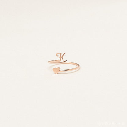 Personalized Dainty Initial Heart Ring - Pandora Jewels