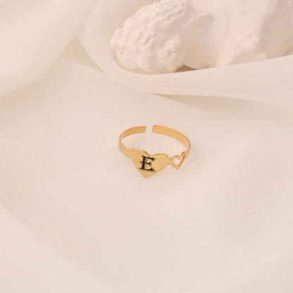 Personalized Heart Letter Engraved Ring - Pandora Jewels