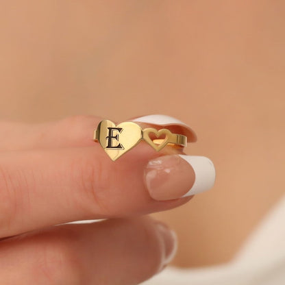 Personalized Heart Letter Engraved Ring - Pandora Jewels